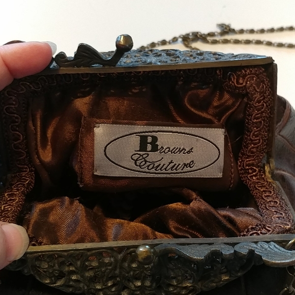 Browns Couture Leather Crossbody Clutch Purse - Picture 3 of 13